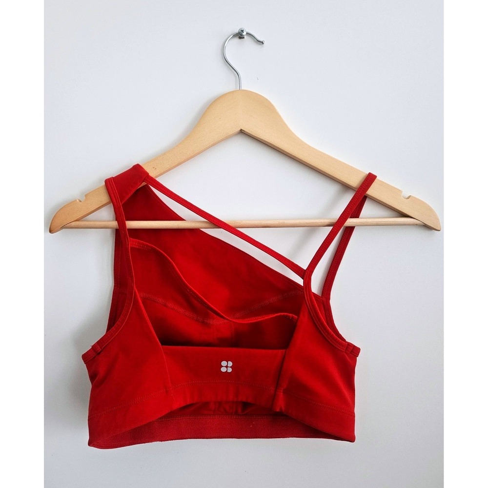 Sweaty Betty Asymmetric Sculpt Sports Bra Red One Shoulder Size Small - Picture 2 of 4